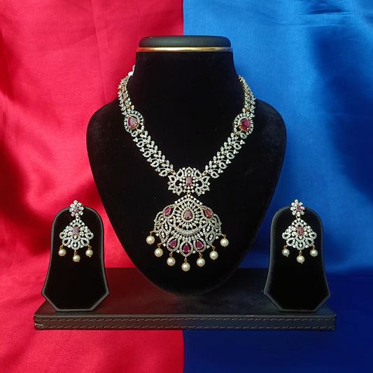 Elegant GJ Short Necklace In Ruby Stone
