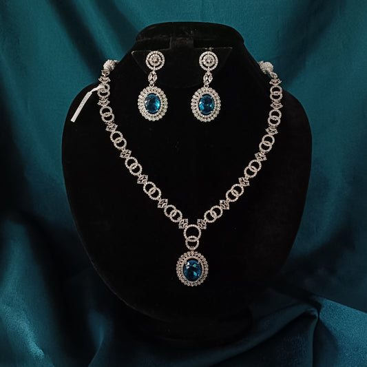 Simple Zircon Blue pendant Necklace