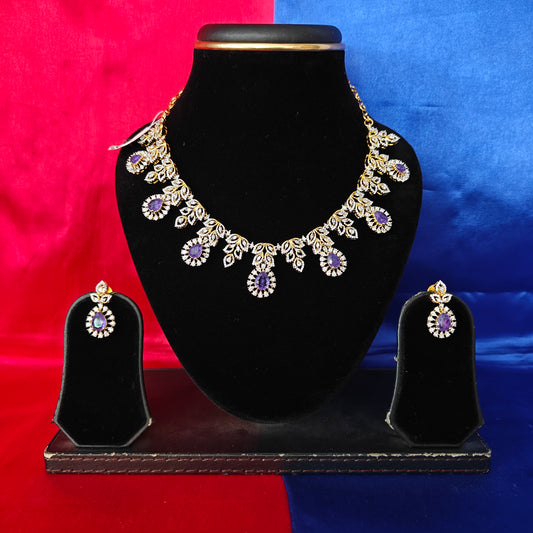 Beautiful GJ Short Necklace In Lavender Stone