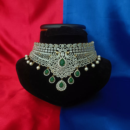 Beautiful GJ Choker In Green Stone