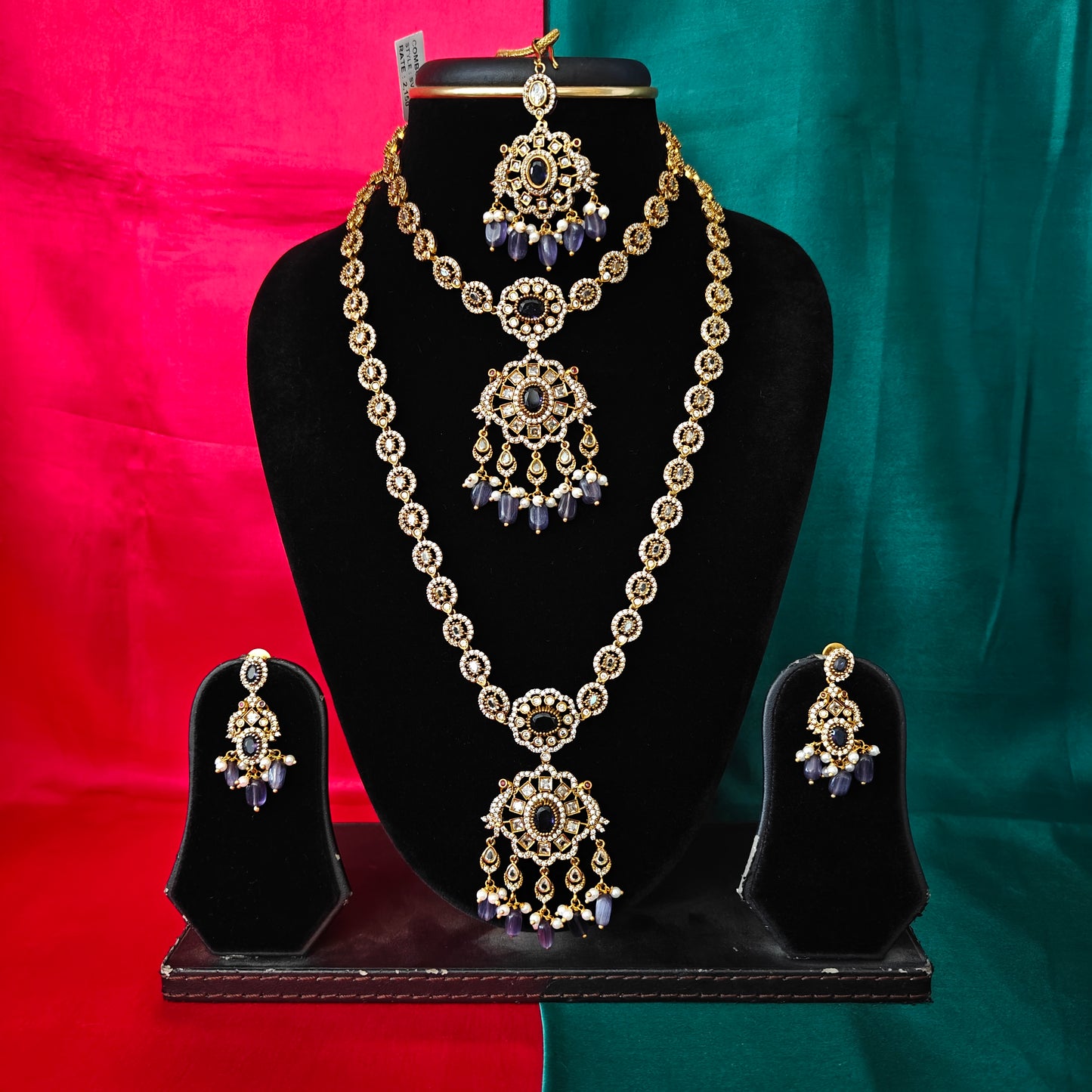 Beautiful Victorian Combo Set In Purple Beads