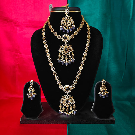 Beautiful Victorian Combo Set In Purple Beads