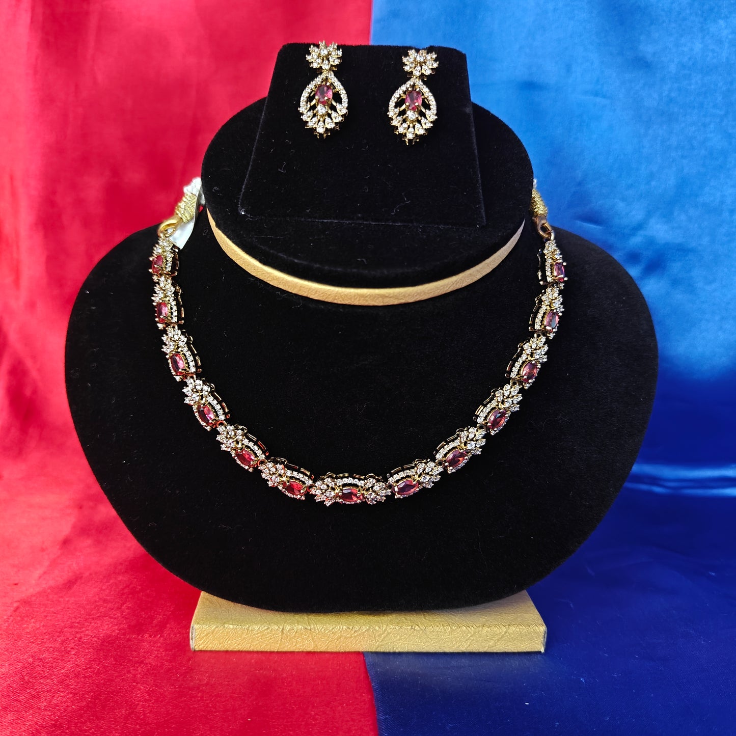 Beautiful Mini Haaram In Maroon Stone