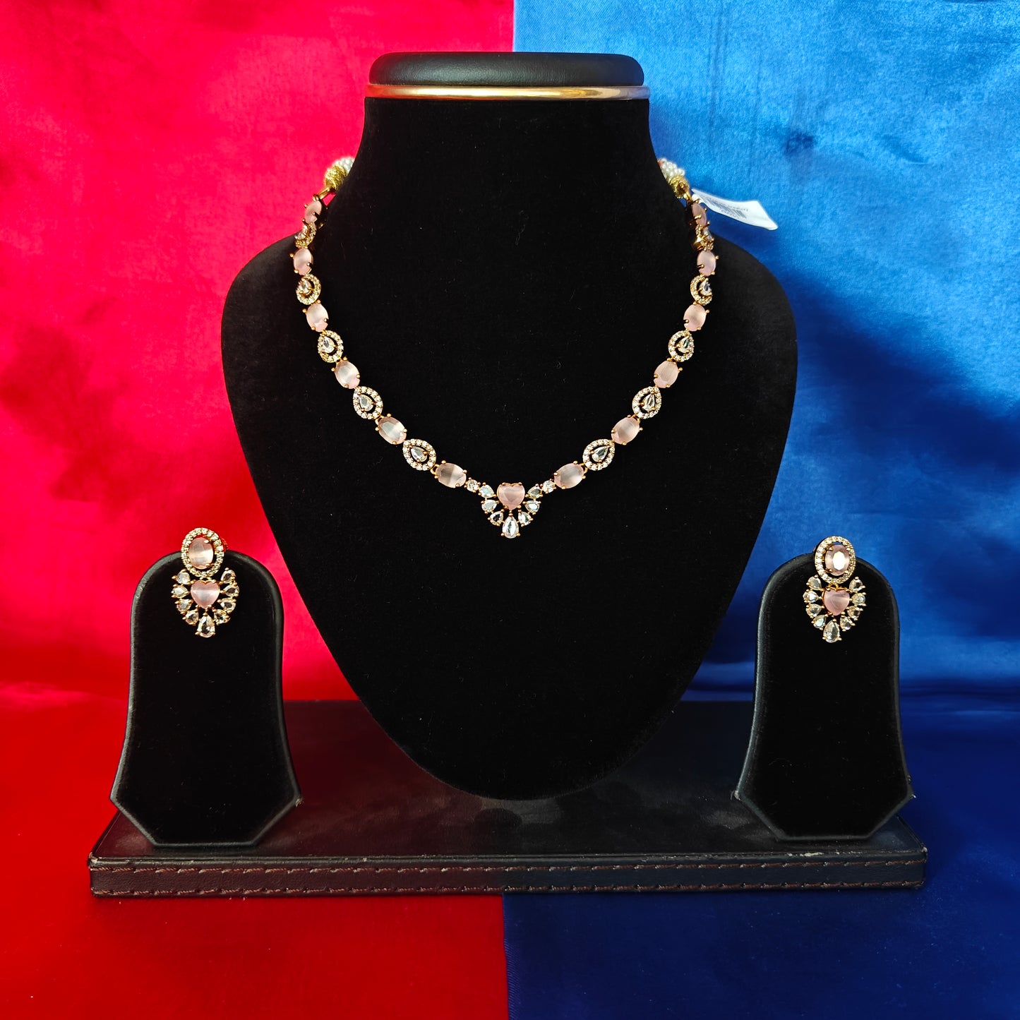 Beautiful Mini Haaram In Baby Pink Stone