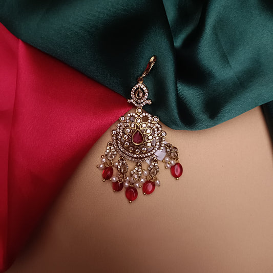 Beautiful Victorian Tika In Maroon Beads