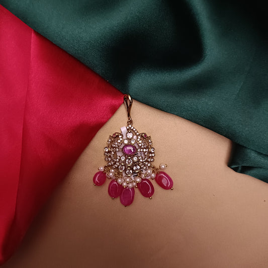 Beautiful Victorian Tika In Pink Beads