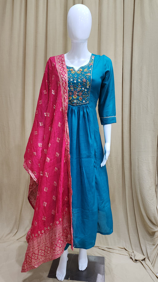 Fancy Dress Chinan Fabric Pattern 3pcs set