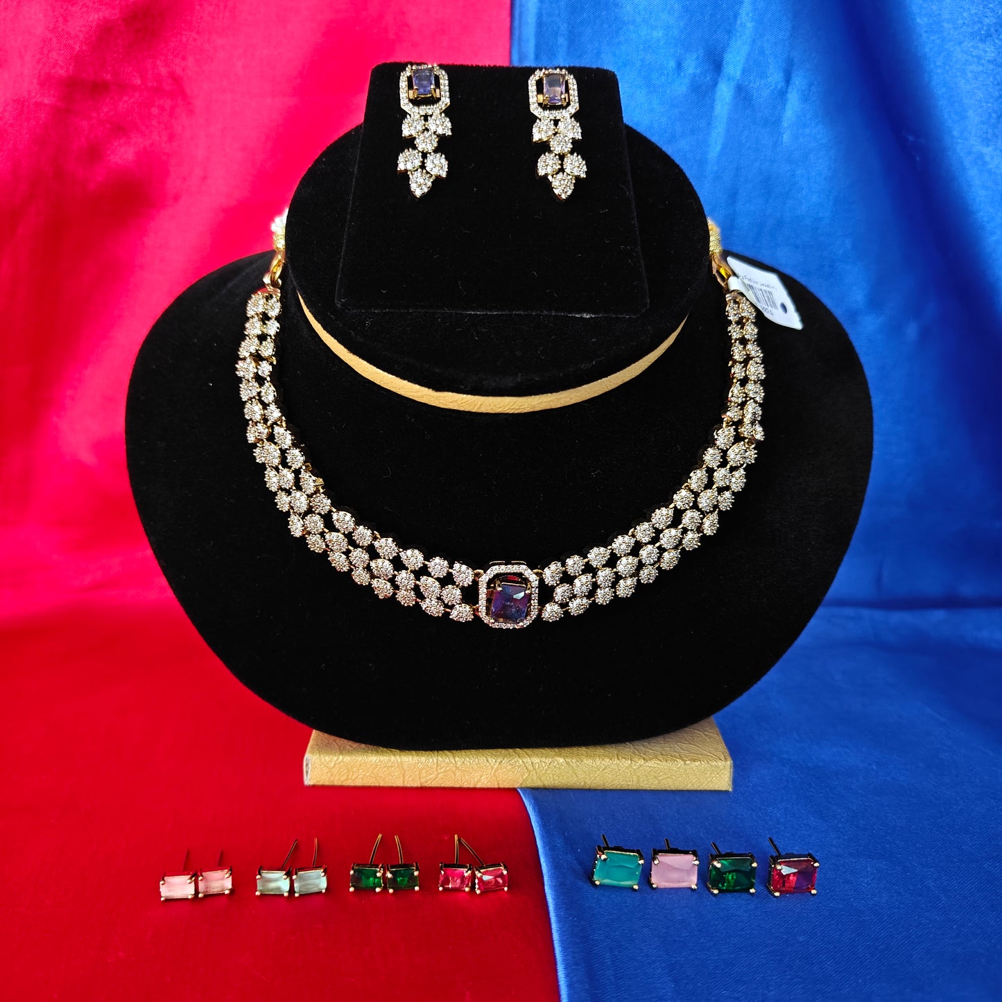 Beautiful Mini Haaram In Changeable Stone