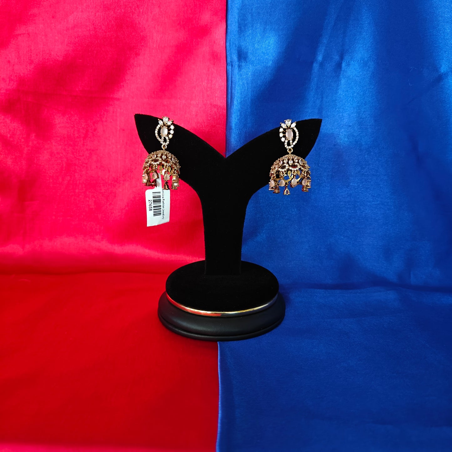 Beautiful Victorian Jhumki In Baby Pink Stone