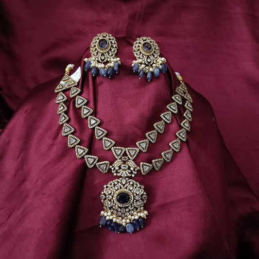 Unique Designed Purple Studded Short Necklace
