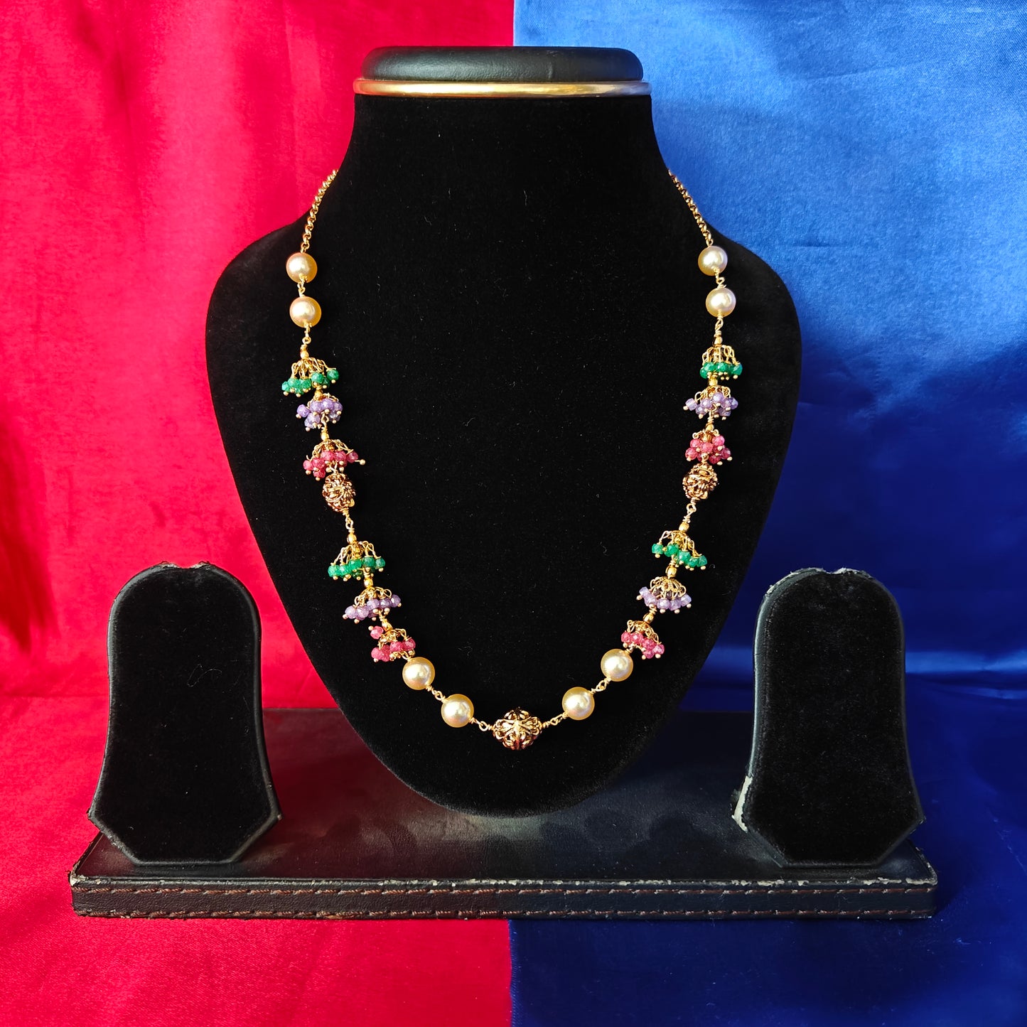 Beautiful Multi Coloured Honex Necklace With Pearls