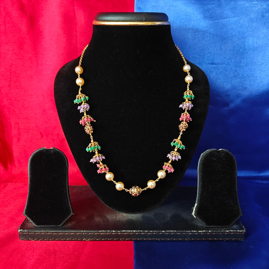 Beautiful Multi Coloured Honex Necklace With Pearls