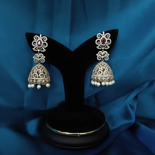 Beautiful Floral GJ Ruby Jhumkas