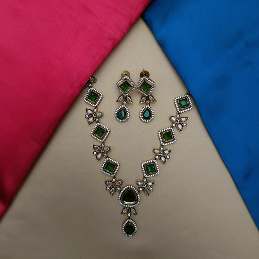 Beautiful Mini Haaram In Green Stone
