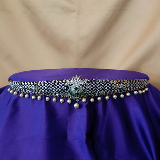 Elegant GJ Chain Type Vaddanam In Multi Colour Stone