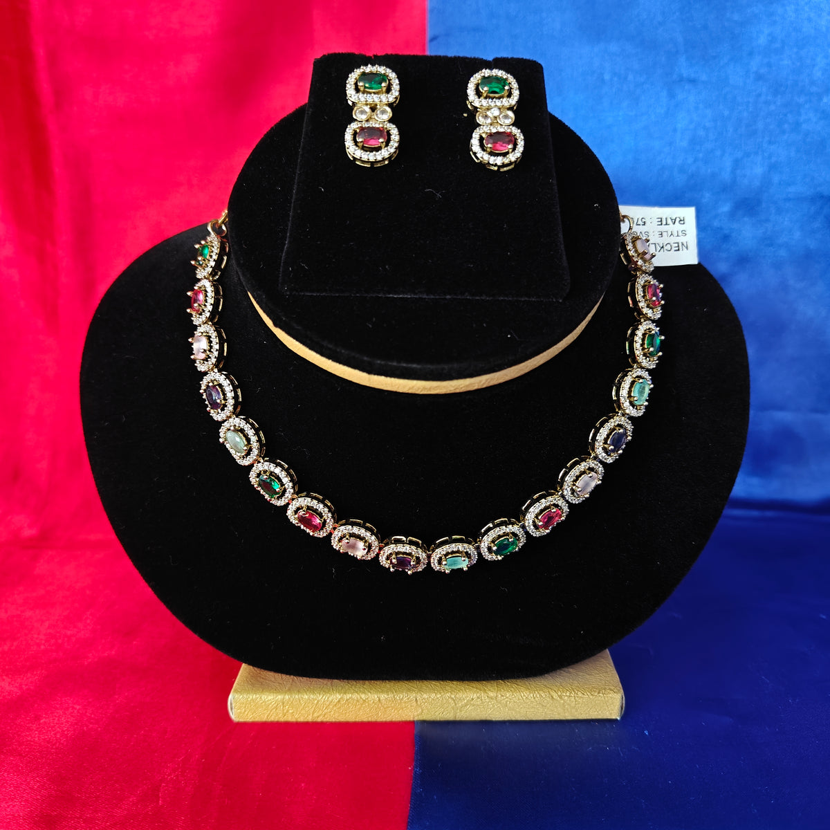 Beautiful Mini Haaram In Multi Colour Stone