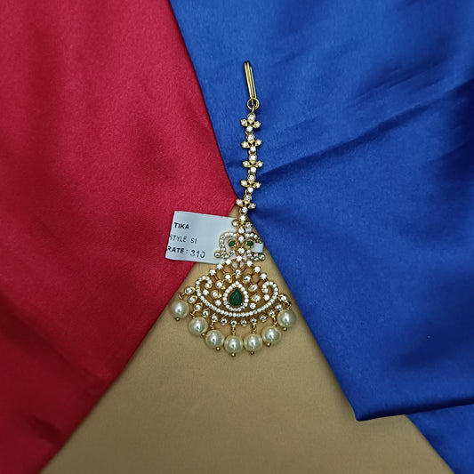 Beautiful CZ Tika In Green Stone