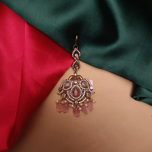 Beautiful Victorian Tika In Baby Pink Beads