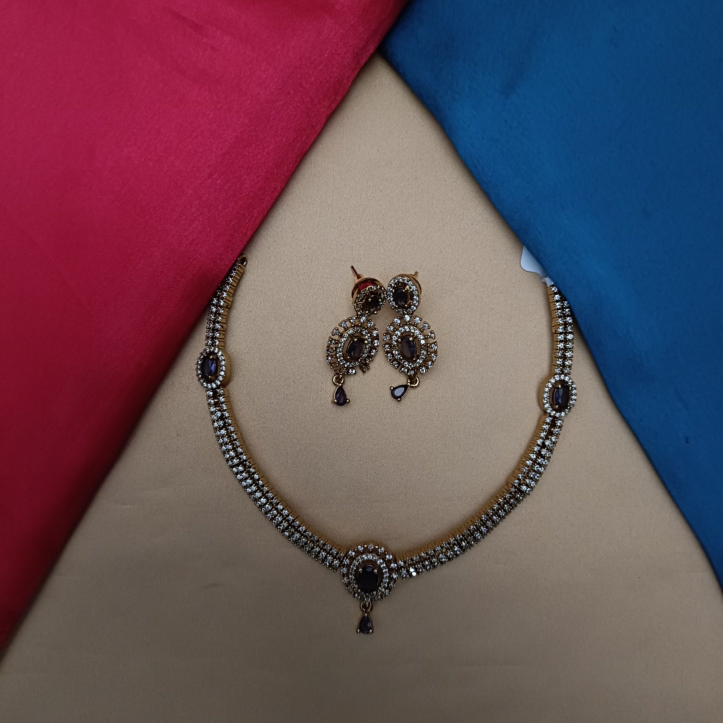 Beautiful Mini Haaram In Purple Stone