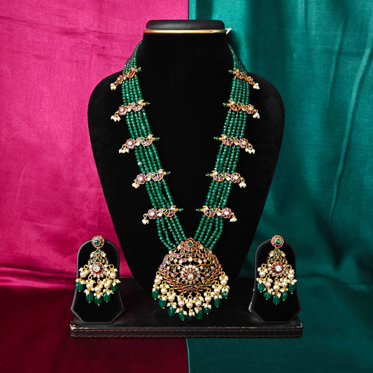 Beautiful Green Coloured Honex Long Necklace - Ambica Wedding Mall