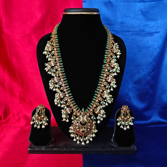 Beautiful Jadau Kundan Guttapusalu Long Necklace