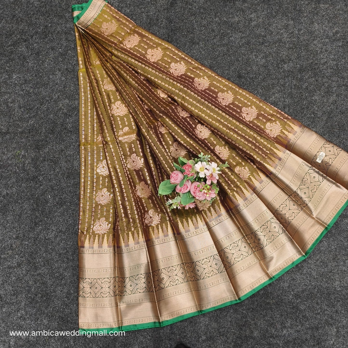 Semi Pattu Rose Gold Jari Kuppadam Saree