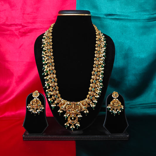 Beautiful Nakshi Long Necklace With Laxmi Idol