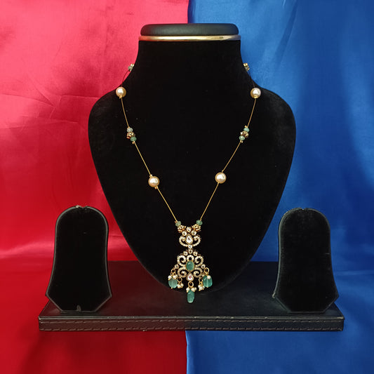 Beautiful Invisible Chain In Pista Green Beads