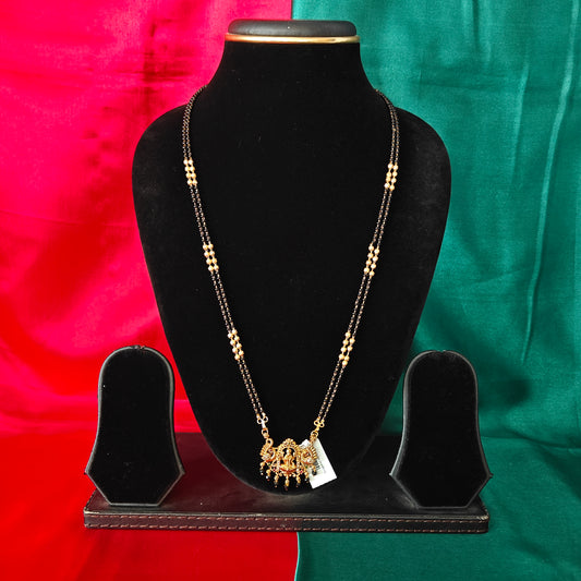 Beautiful Black Beads Long With Laxmi Idol