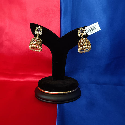 Beautiful Victorian Jhumki In Purple Stone