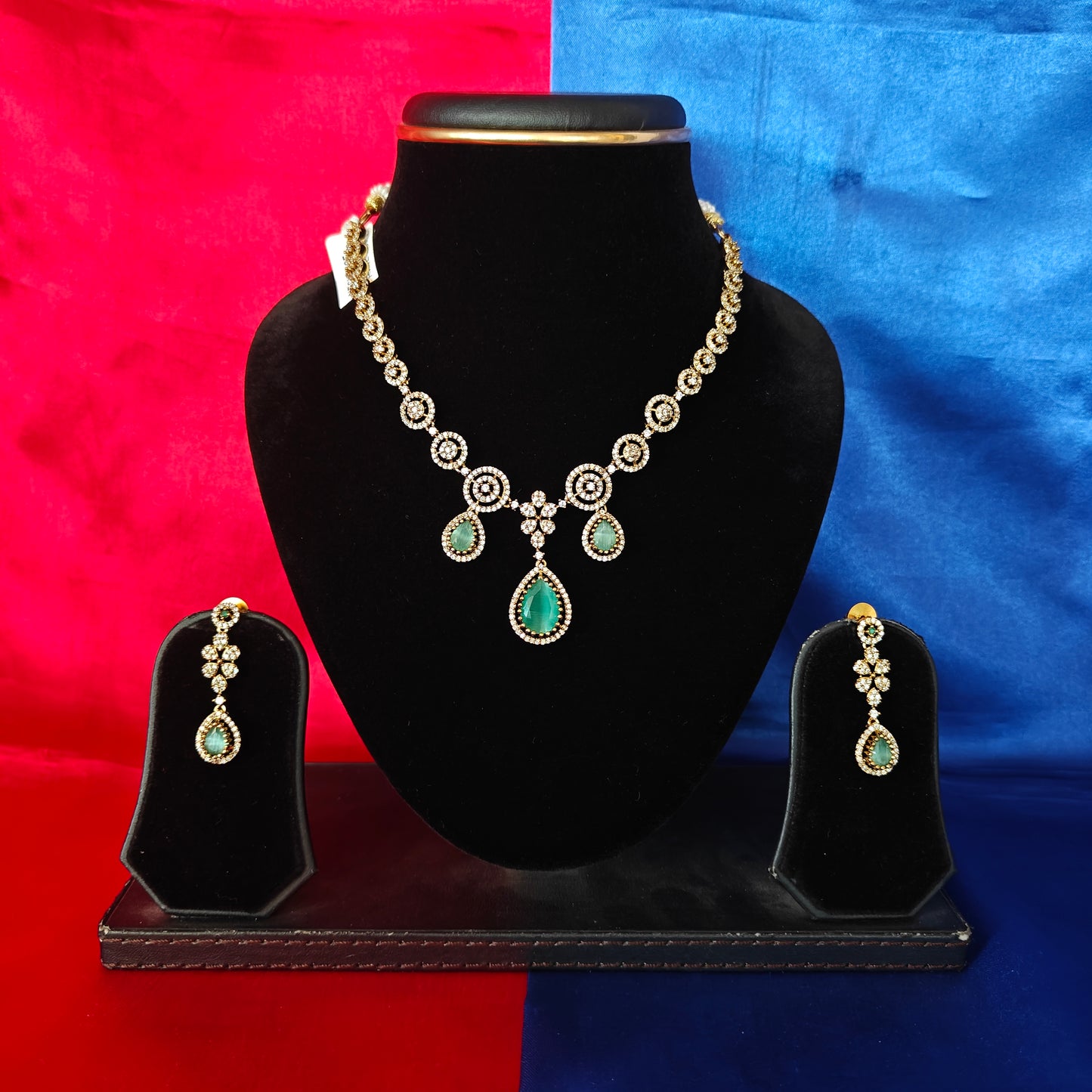 Beautiful Mini Haaram In Pista Green Stone