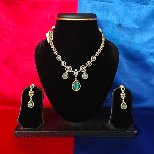 Beautiful Mini Haaram In Pista Green Stone