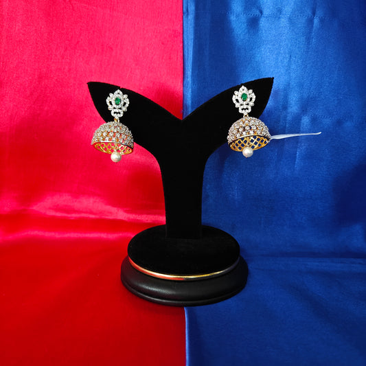 Beautiful GJ Jhumki In Green Stone