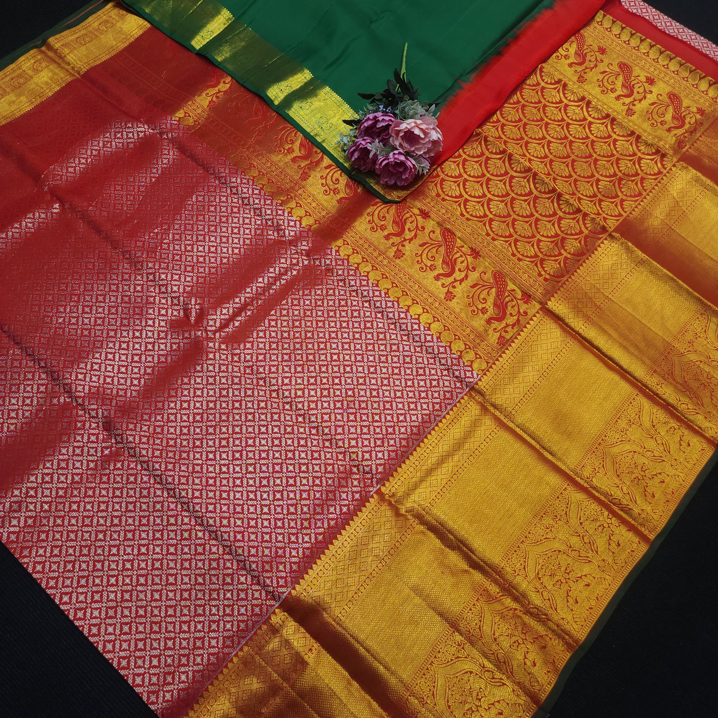 Special Red Muhurtham Kanchi Pattu Bridal Handloom Saree
