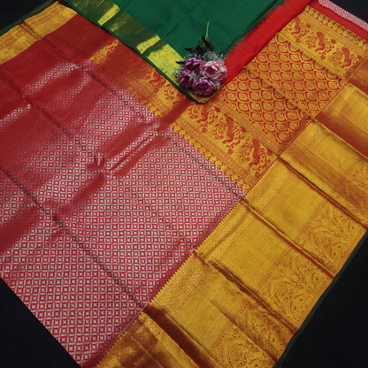 Special Red Muhurtham Kanchi Pattu Bridal Handloom Saree