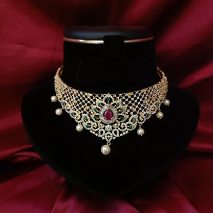 Beautiful Floral Design CZ Choker