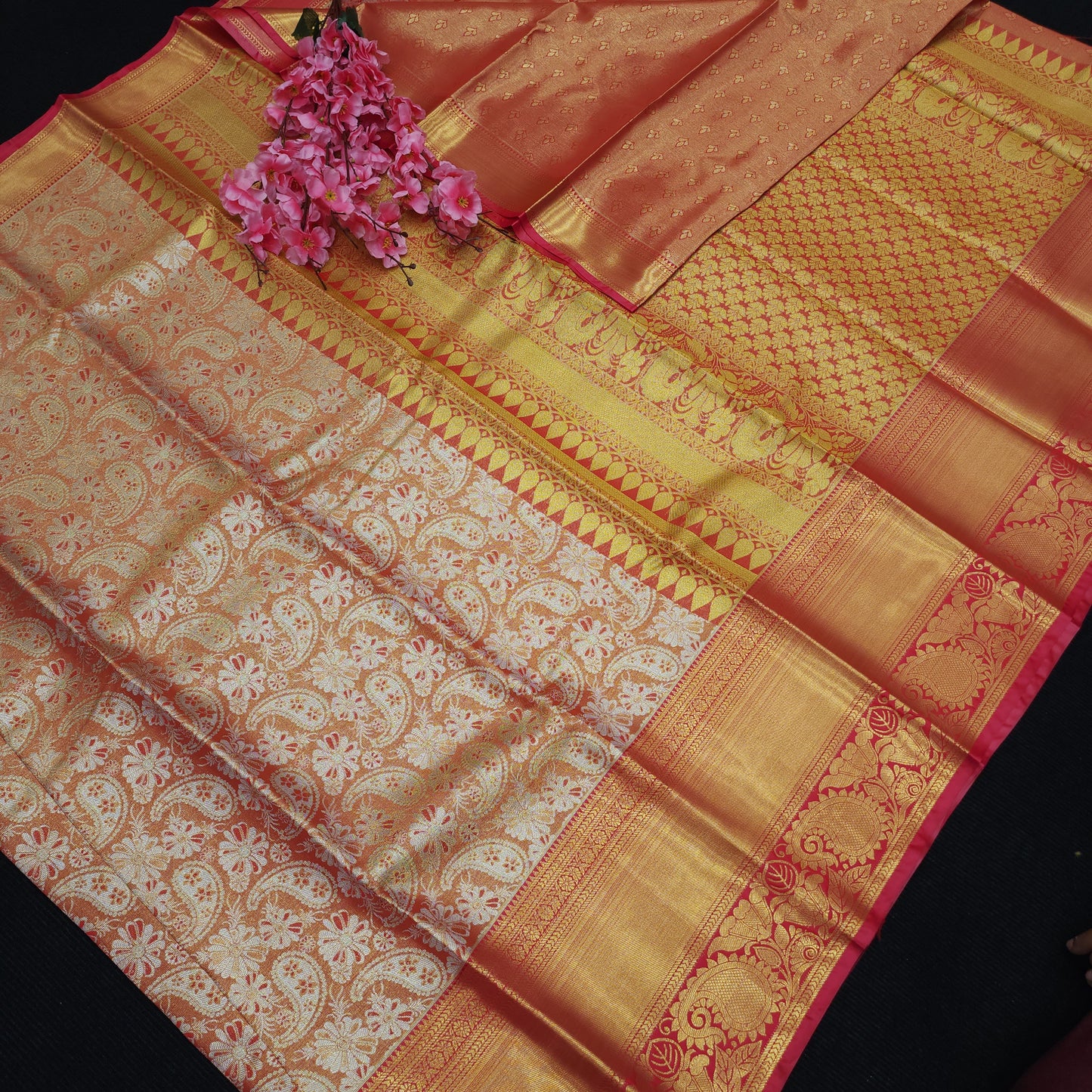 ✨️Semi Kanchi Pattu One Gram Gold Saree💫