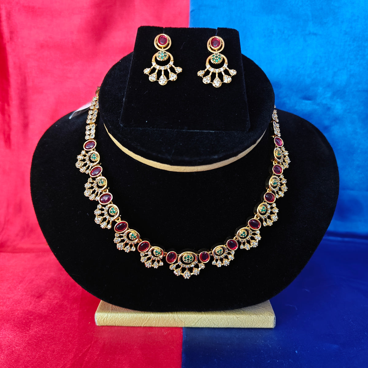 Beautiful Mini Haaram In Multi Colour Stone