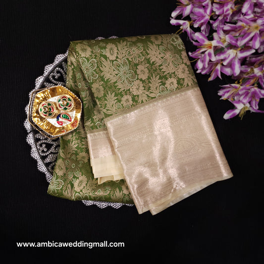 Resham Kanchi Pattu Contrast Border Saree
