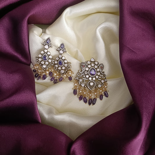 Elegant Purple Studded Pendant Set