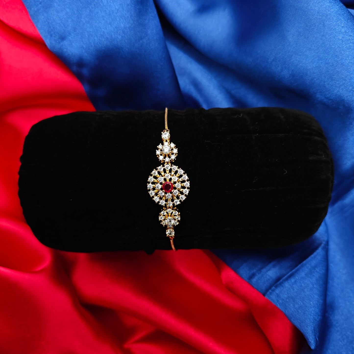 Beautiful Chain Type Gold Bracelet In Ruby Stone