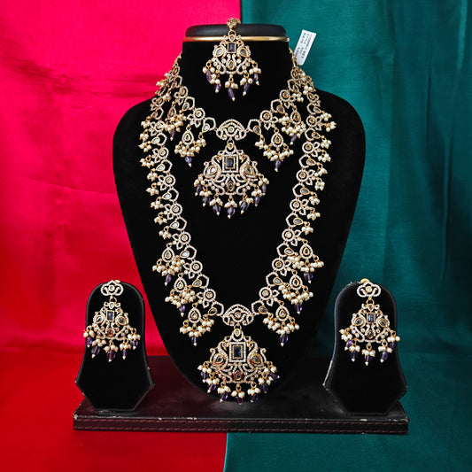 Beautiful Victorian Combo Set In Purple Beads