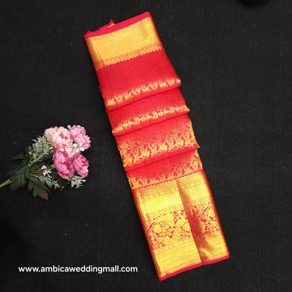 Special Red Muhurtham Kanchi Pattu Bridal Handloom Saree