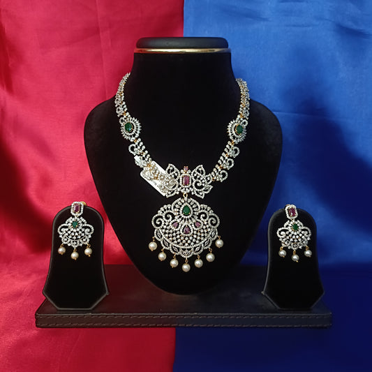 Beautiful GJ Short Necklace In Multi Colour Stone