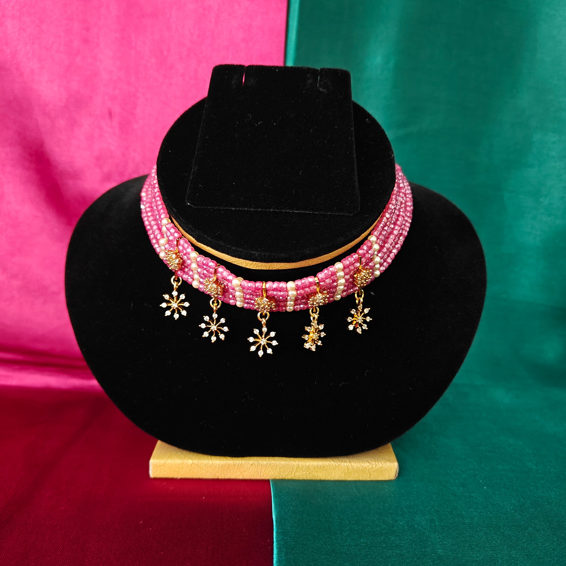 Beautiful Ruby Colored Honex Choker - Ambica Wedding Mall