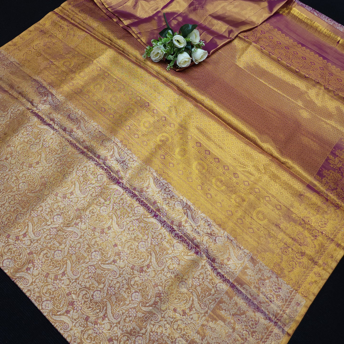 Pure 2G Jariwarp Brocade Handloom Tissue Sarees