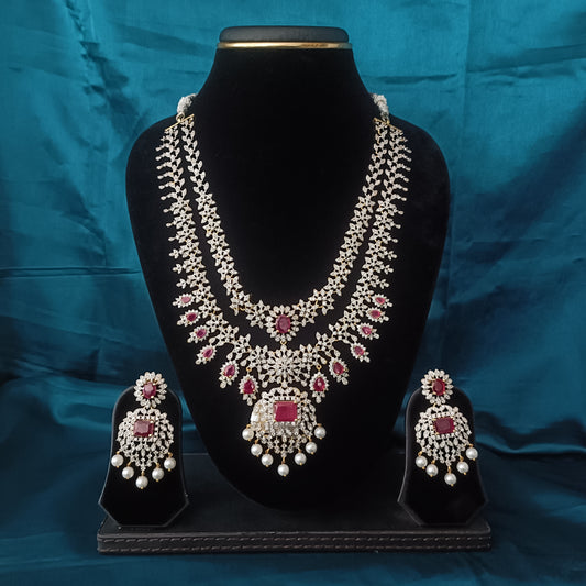 Beautiful GJ Layered Long Necklace In Pink Stones