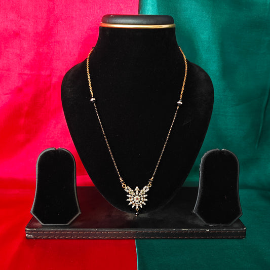 Beautiful Simple Black Beads Short In White Stone