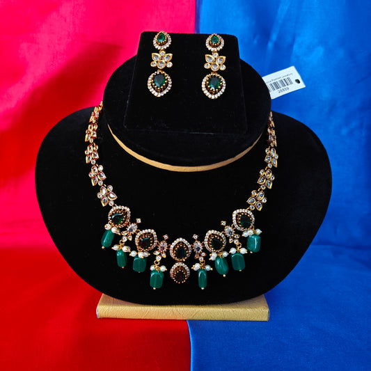Beautiful Mini Haaram In Green Beads