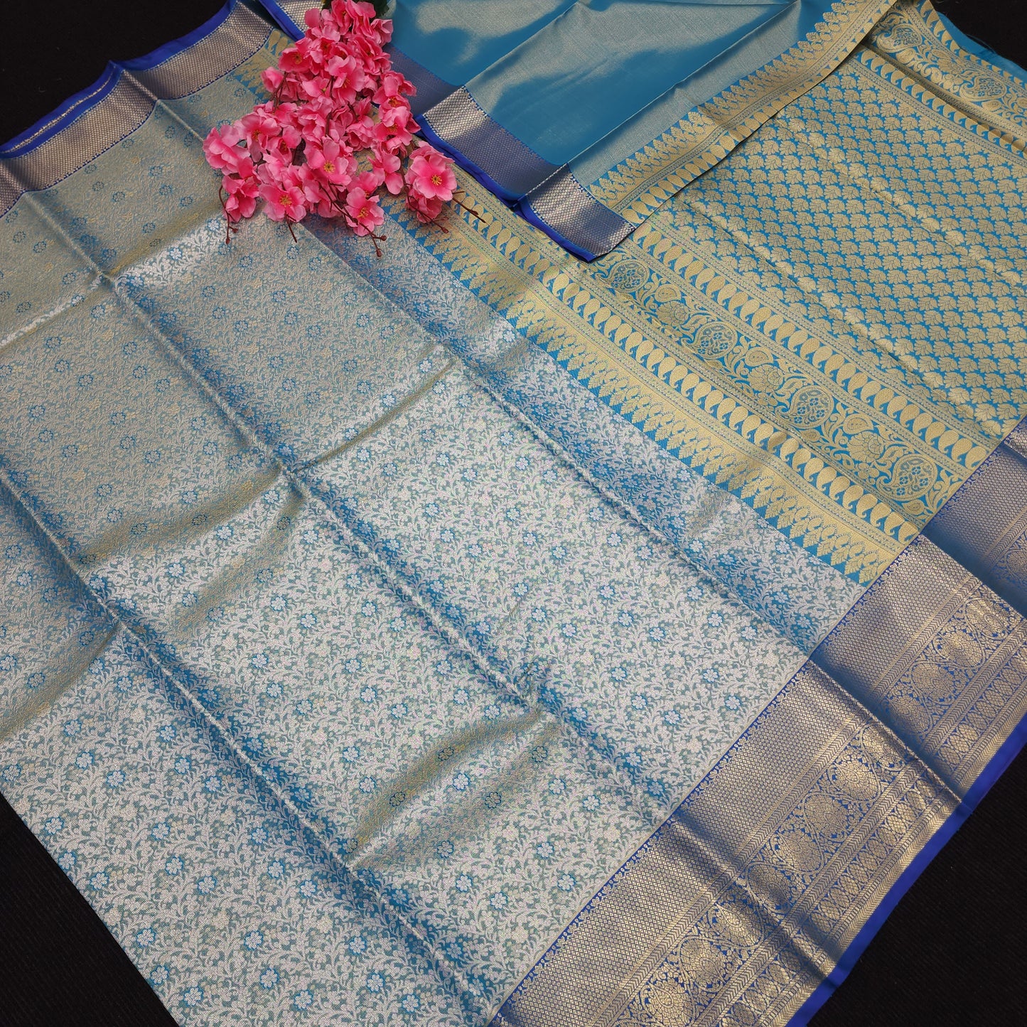 ✨️Semi Kanchi Pattu One Gram Gold Saree💫